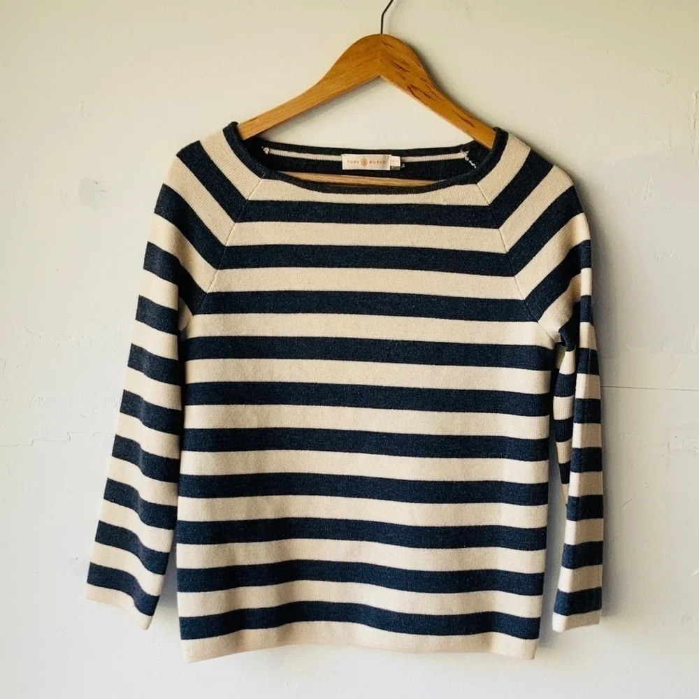 Tory Burch Wool Blended Striped Sweater